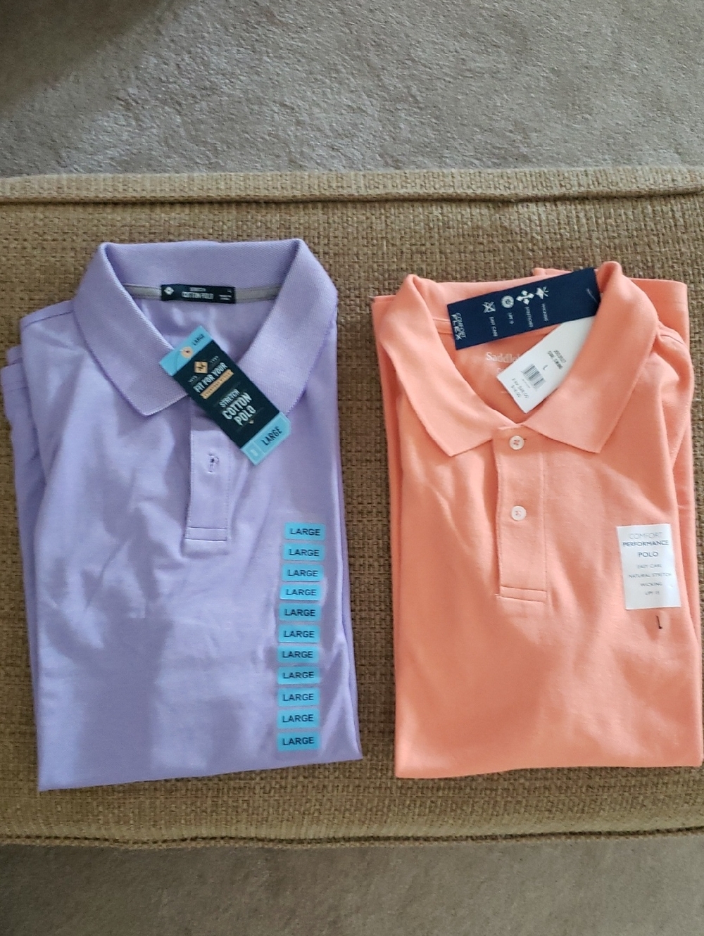 NWT- 2 Men's Polo Shirt Lavender & Corl Swing Large